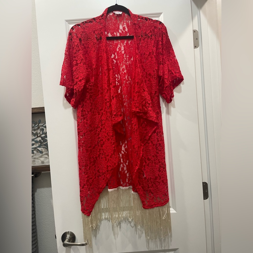 LuLaRoe Monroe - Lacey Cardigan - Red - Size Small